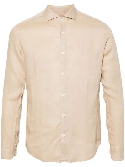 Altea Long-sleeve Linen Shirt In Beige