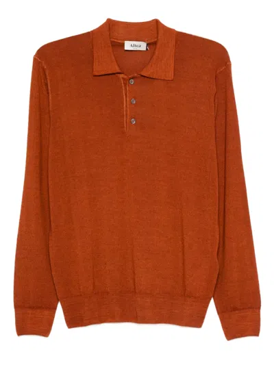 Altea Long Sleeve Polo-neck Sweater In Brown