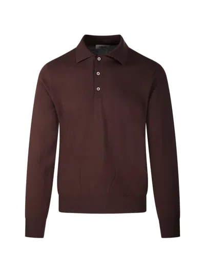 Altea Long-sleeve Polo Shirt In Brown