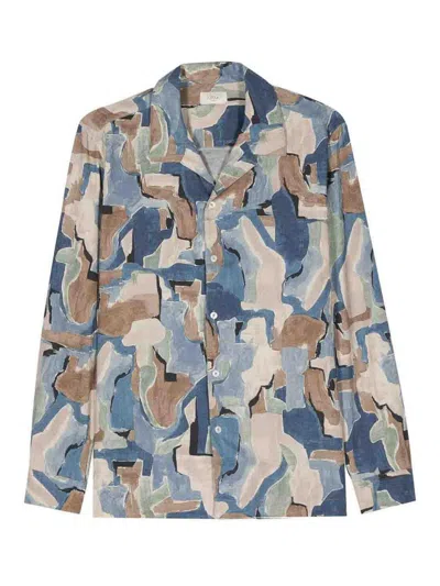 Altea Luke Camuflage Print Shirt In Light Blue