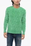 Altea Maglia Girocollo In Lana Vergine Cable Knit In Green