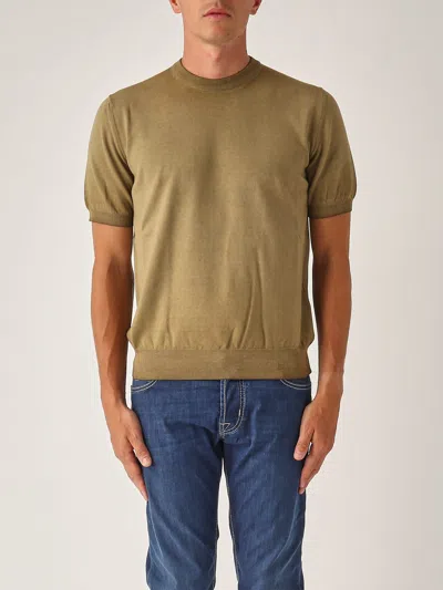 Altea Maglia M/c Girocollo Cot. Rasato Con Balza T-shirt In Brown