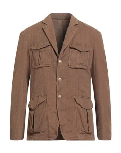 Altea Man Blazer Brown Size 42 Cotton, Linen
