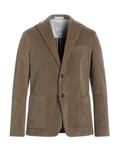 Altea Man Blazer Khaki Size L Cotton, Elastane In Beige