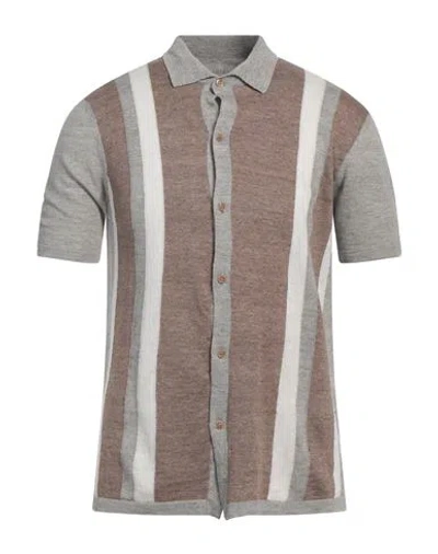 Altea Man Cardigan Brown Size Xl Linen, Cotton