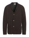 Altea Man Cardigan Dark Brown Size L Linen, Cotton In Brown