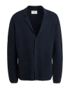 Altea Linen-blended Cardigan With Lapel In Blue
