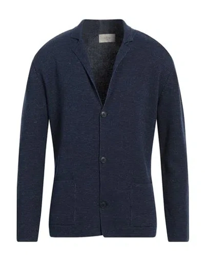 Altea Man Cardigan Midnight Blue Size L Linen, Cotton