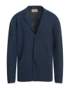 Altea Linen-blended Cardigan With Lapel In Navy