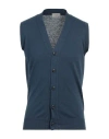 Altea Solid Color Flax And Cotton Vest In Blue