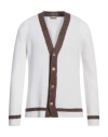 Altea Man Cardigan White Size M Cotton, Linen