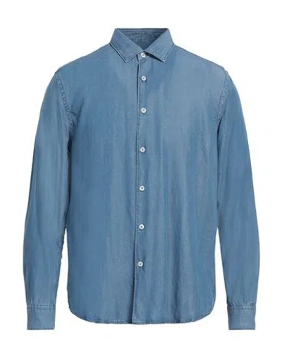 Altea Man Denim Shirt Blue Size L Lyocell