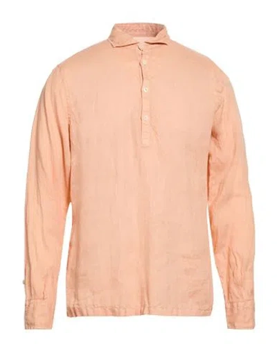 Altea Man Shirt Apricot Size L Linen In Orange