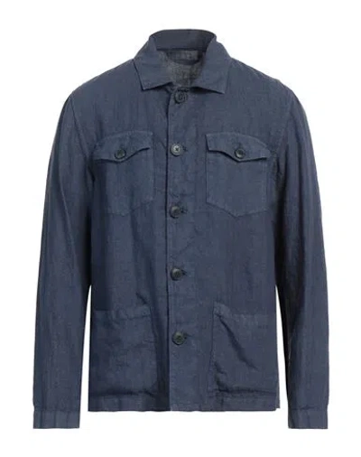 Altea Man Shirt Blue Size L Linen In Blue