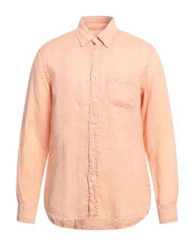 Altea Man Shirt Apricot Size Xl Linen In Orange