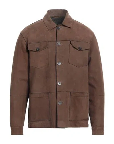Altea Man Shirt Brown Size 46 Leather