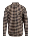 Altea Man Shirt Camel Size L Cotton, Elastane In Beige