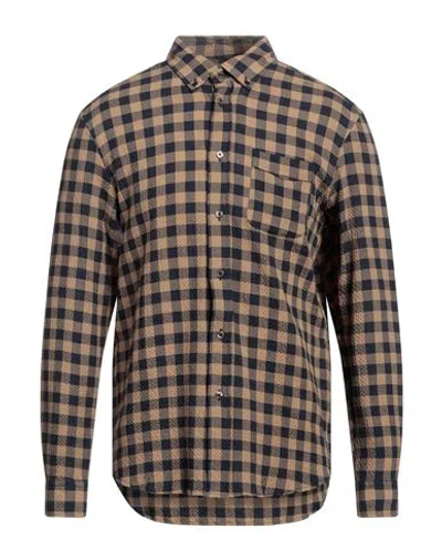 Altea Man Shirt Camel Size L Cotton, Elastane In Beige