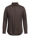 Altea Man Shirt Dark Brown Size M Linen