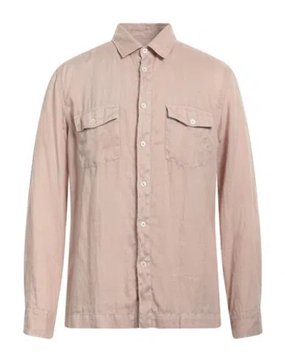 Altea Man Shirt Light Brown Size M Linen In Beige