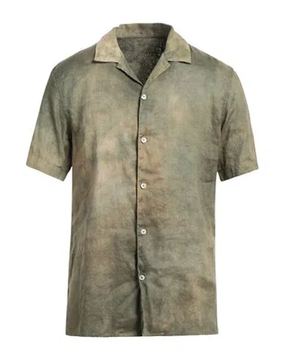 Altea Man Shirt Military Green Size S Linen
