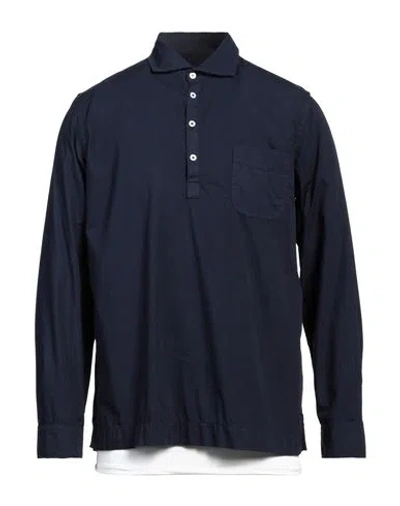 Altea Man Shirt Navy Blue Size L Cotton