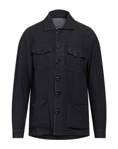 Altea Man Shirt Navy Blue Size L Linen