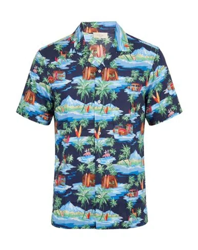 Altea Man Shirt Navy Size M Cotton In Blue