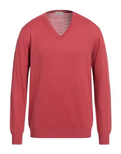 Altea Man Sweater Brick Size L Linen, Cotton In Red