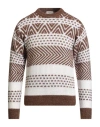 Altea Man Sweater Brown Size L Virgin Wool, Alpaca Wool, Cotton In Multi