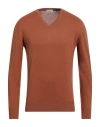 Altea Man Sweater Brown Size M Linen, Cotton In Brown