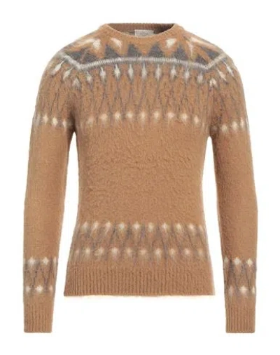 Altea Man Sweater Camel Size L Acrylic, Alpaca Wool, Virgin Wool In Beige