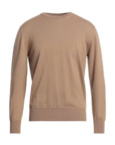 Altea Man Sweater Camel Size L Virgin Wool In Beige