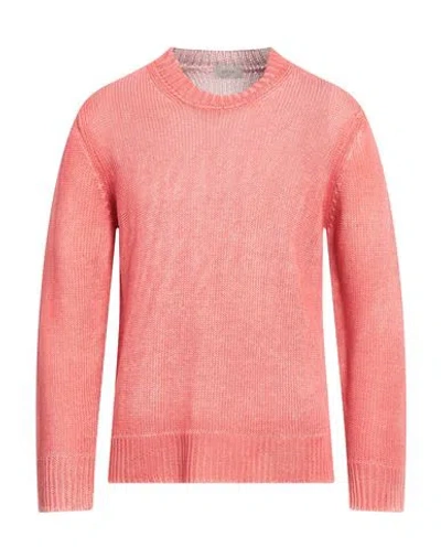 Altea Man Sweater Coral Size S Linen In Pink