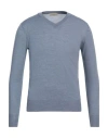 Altea Man Sweater Light Blue Size L Virgin Wool In Blue