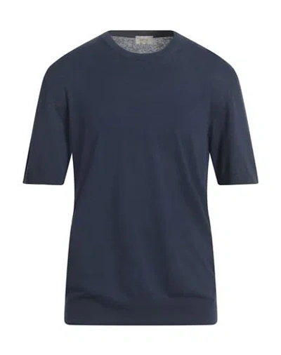 Altea Man Sweater Navy Size Xl Linen, Cotton In Navy Blue