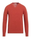 Altea Man Sweater Rust Size L Virgin Wool In Red