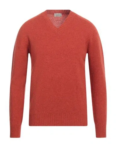 Altea Man Sweater Rust Size L Virgin Wool In Red