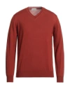 Altea Man Sweater Rust Size L Virgin Wool In Red