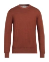 Altea Man Sweater Rust Size L Virgin Wool In Red