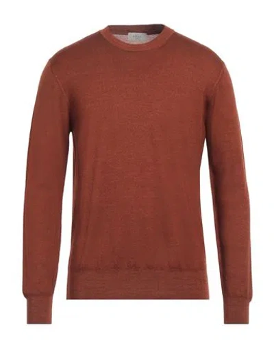 Altea Man Sweater Rust Size L Virgin Wool In Red