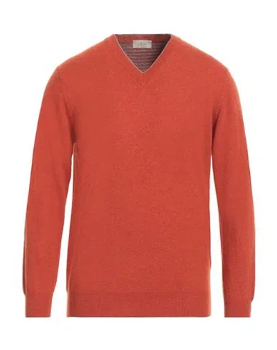 Altea Man Sweater Rust Size S Virgin Wool In Red