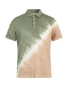 Altea Tie Dye Effect 3 Bottons Smith Polo Shirt With Breast Pocket In Sage Green