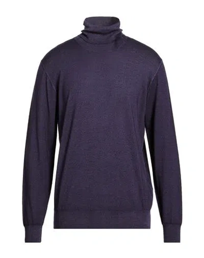 Altea Man Turtleneck Dark Purple Size L Virgin Wool In Blue