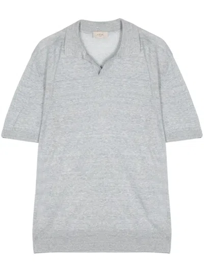 Altea Mélange Fine-knit Polo Shirts In Blue