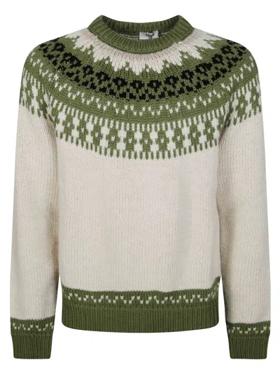 Altea Men's Jacquard Crewneck Sweater With Nordic Pattern In Green