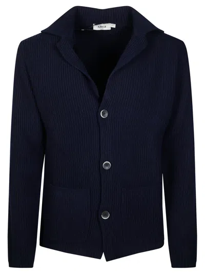 Altea Ribbed-knit Notched-lapels Sweater In Blue