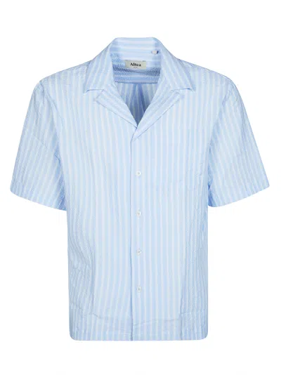 Altea Hadley Seersucker Shirt In Blue
