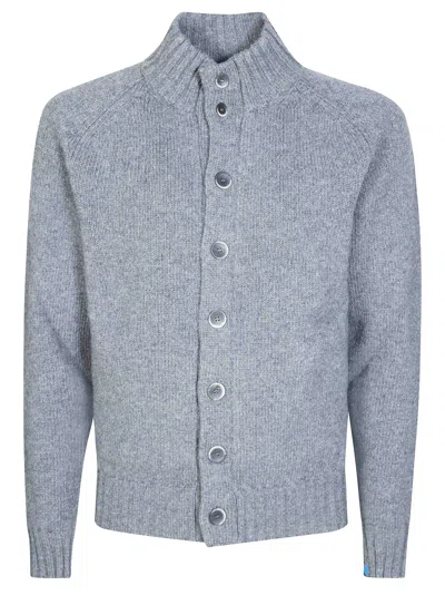 Altea Men's Textured Knit Jacket Sweater With Button Detail In White