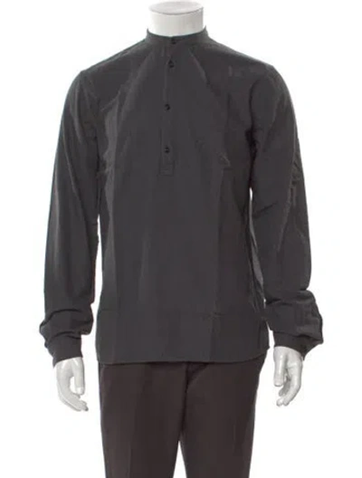 Pre-owned Altea Mock Neck Long Sleeve Henley W/ Tags In Gray